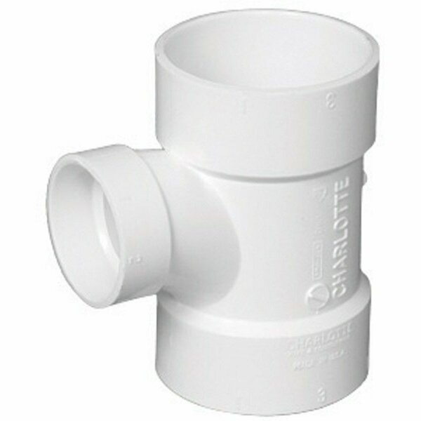 Genova Products Canplas 192128L Sanitary Pipe Tee, 2 x 1-1/2 x 1-1/2 in, Hub, PVC, White PVC 00401  0600HA